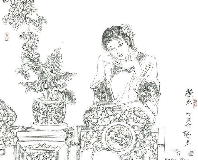 工筆人物白描
