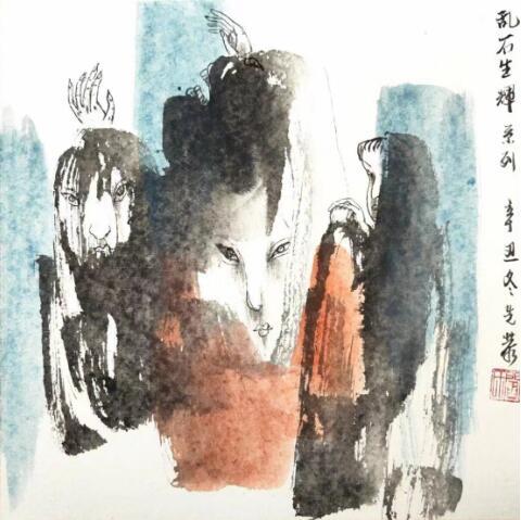 閻先公《亂石生輝》國畫鑒賞